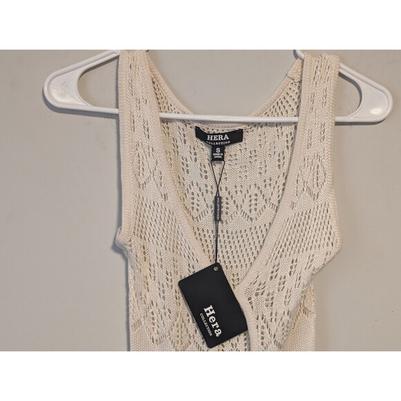 Hera Collection Tank Top Cream Dress Size Medium Form Fitting Rayon NWT - Picture 3 of 13